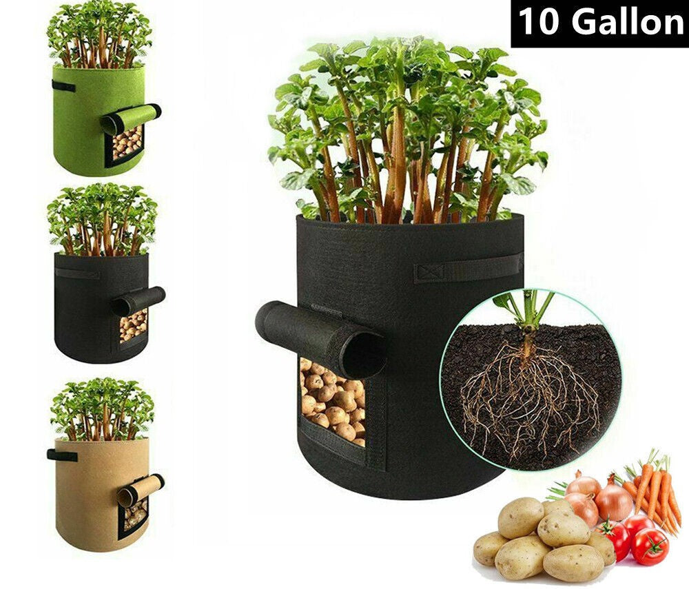 Potato Grow Planter Container Bags Pouch Root Plant Growing Bag Pot Side Window