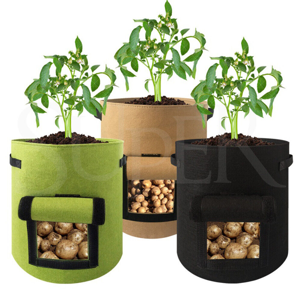 Potato Grow Planter Container Bags Pouch Root Plant Growing Bag Pot Side Window