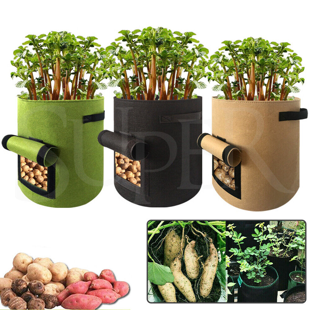 Potato Grow Planter Container Bags Pouch Root Plant Growing Bag Pot Side Window