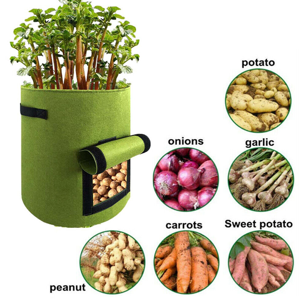 Potato Grow Planter Container Bags Pouch Root Plant Growing Bag Pot Side Window