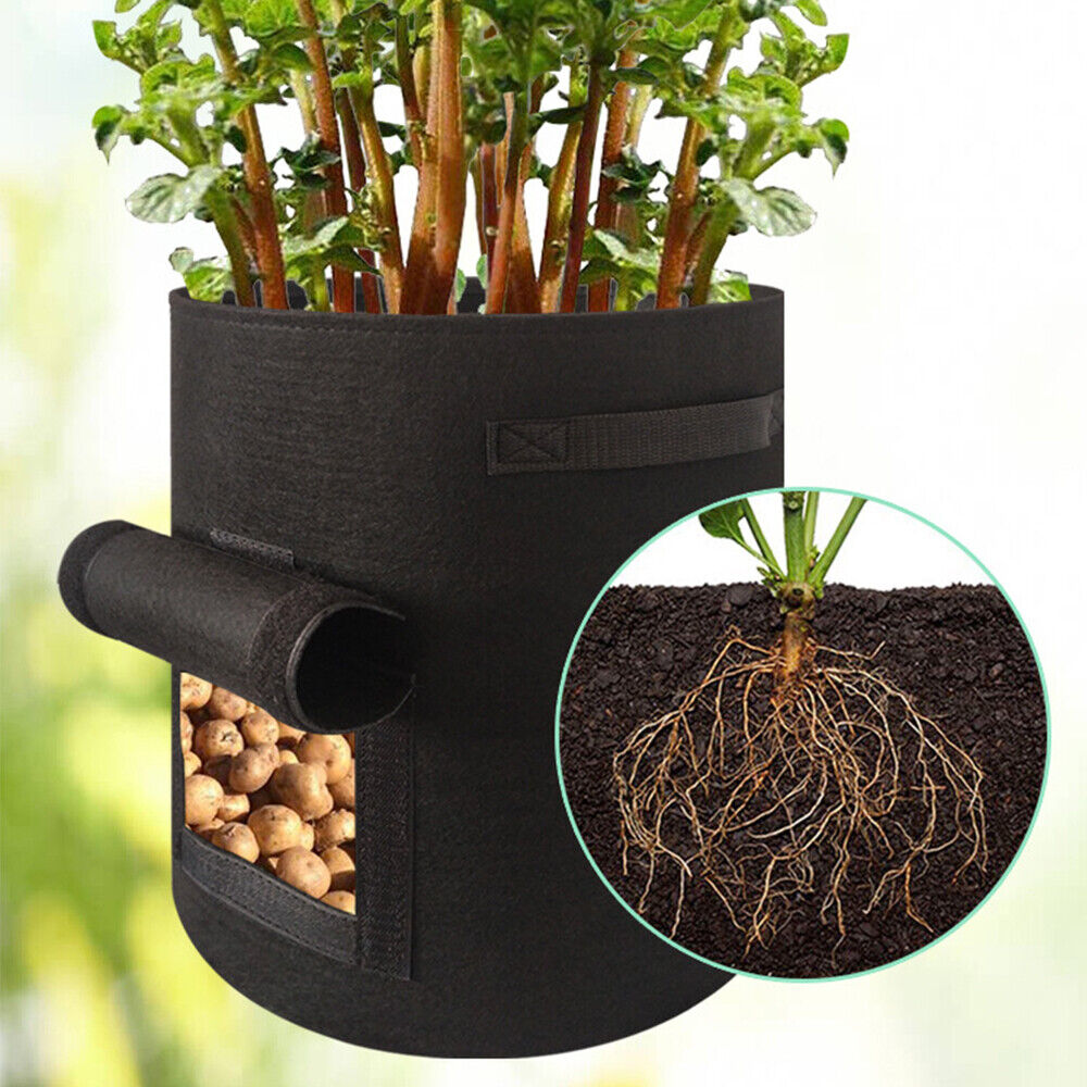 Potato Grow Planter Container Bags Pouch Root Plant Growing Bag Pot Side Window