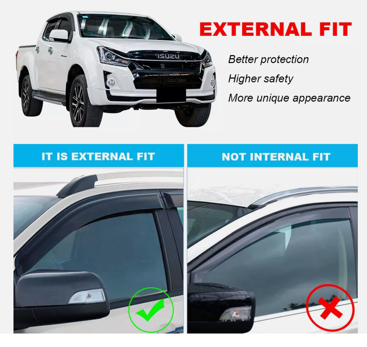 For Isuzu D-max Dmax 2012-2019 Weather Shields Window Visors Weathershields