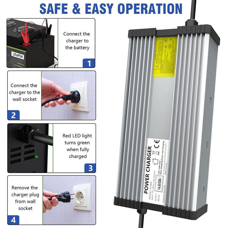 Lithium AC/DC 12V 20A Battery Charger For Lithium Iron LiFePO4