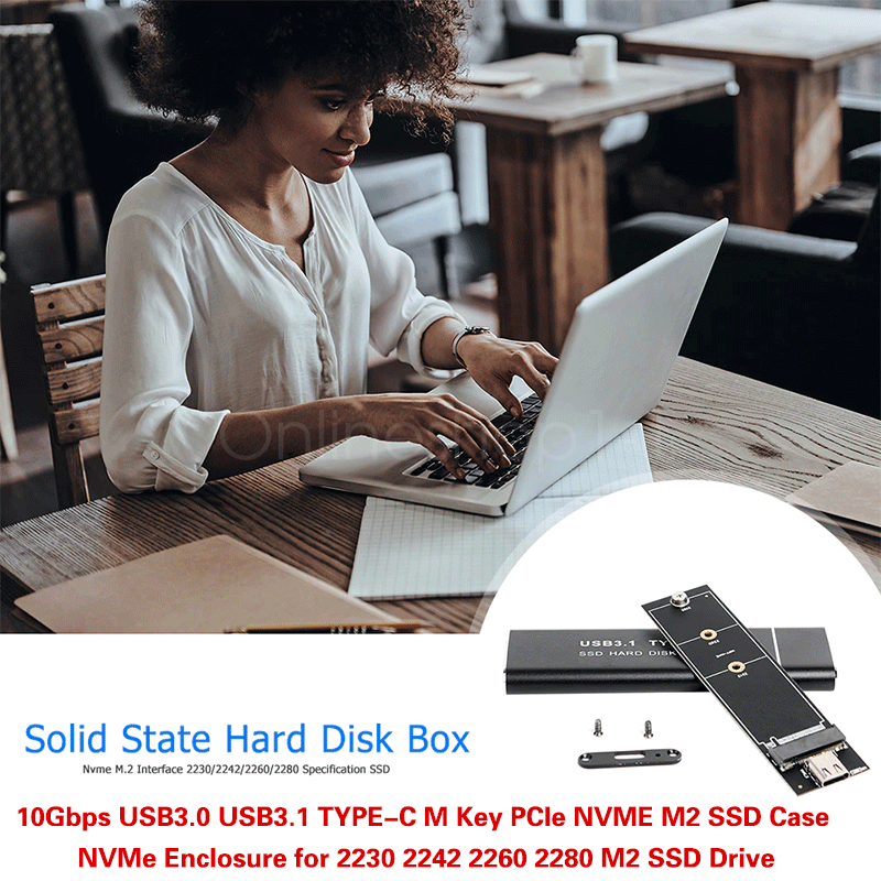 USB 3.1 Type-C M.2 NVMe SSD Enclosure 10Gbps M-Key PCI-E Mobile Case Box