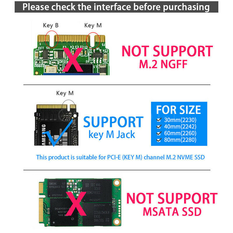 USB 3.1 Type-C M.2 NVMe SSD Enclosure 10Gbps M-Key PCI-E Mobile Case Box