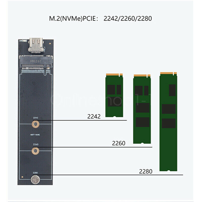 USB 3.1 Type-C M.2 NVMe SSD Enclosure 10Gbps M-Key PCI-E Mobile Case Box