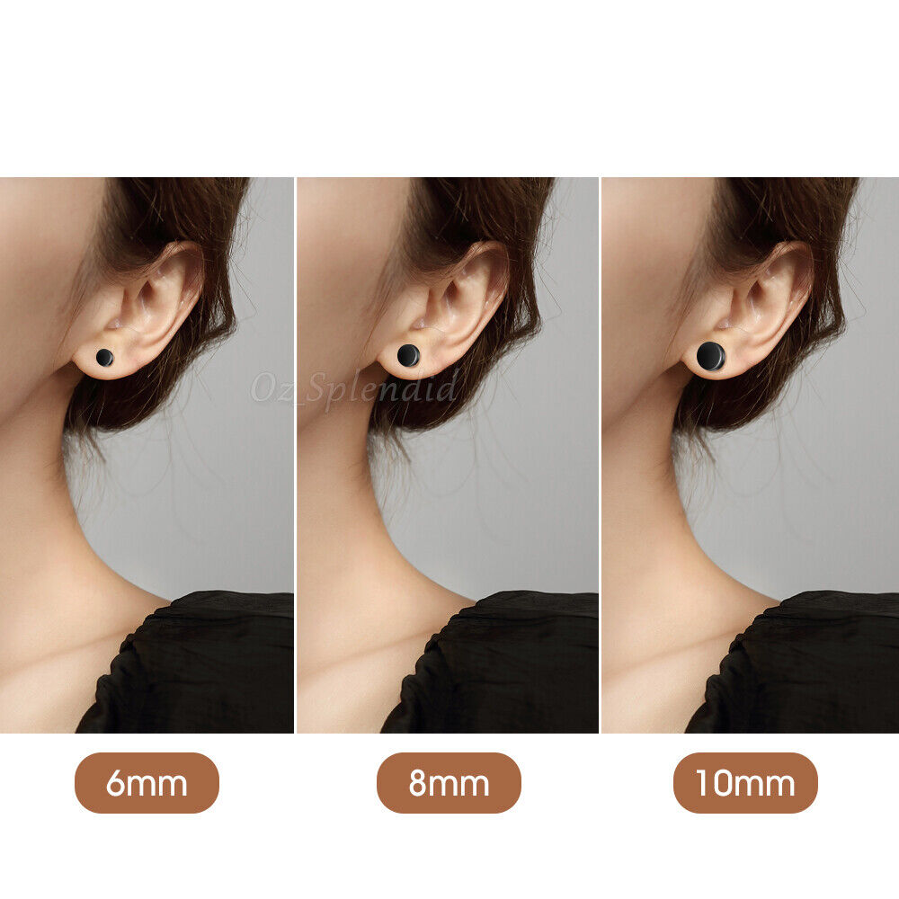 Magnetic Earring No Piercing Black Earrings Stud Mens Women Fake Round Jewellery