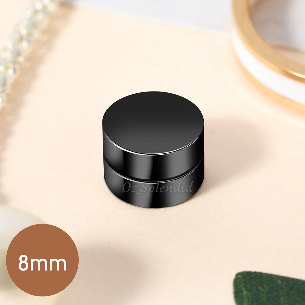 Magnetic Earring No Piercing Black Earrings Stud Mens Women Fake Round Jewellery