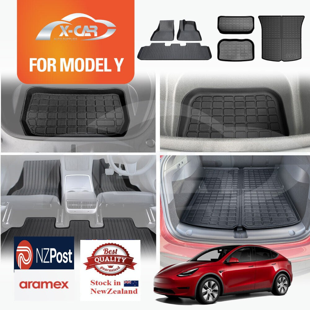 Tesla Model Y Rear Front Cargo Trunk Toolbox Boot Liner Kick Floor Mats