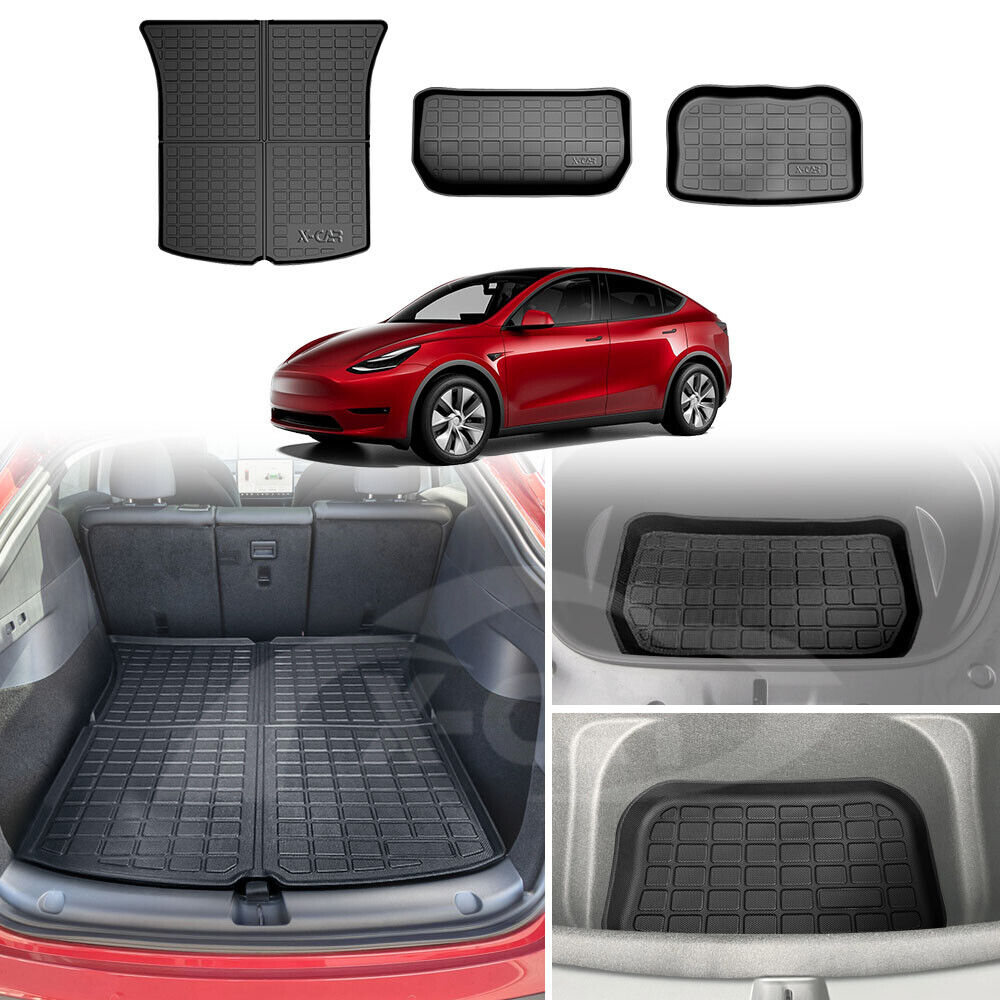 Tesla Model Y Rear Front Cargo Trunk Toolbox Boot Liner Kick Floor Mats