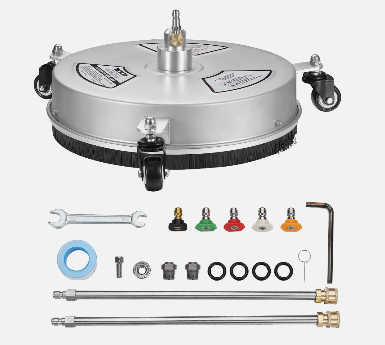 15" Pressure Washer Surface Cleaner w/ Wheels 4000 PSI + 2 Extension Wand