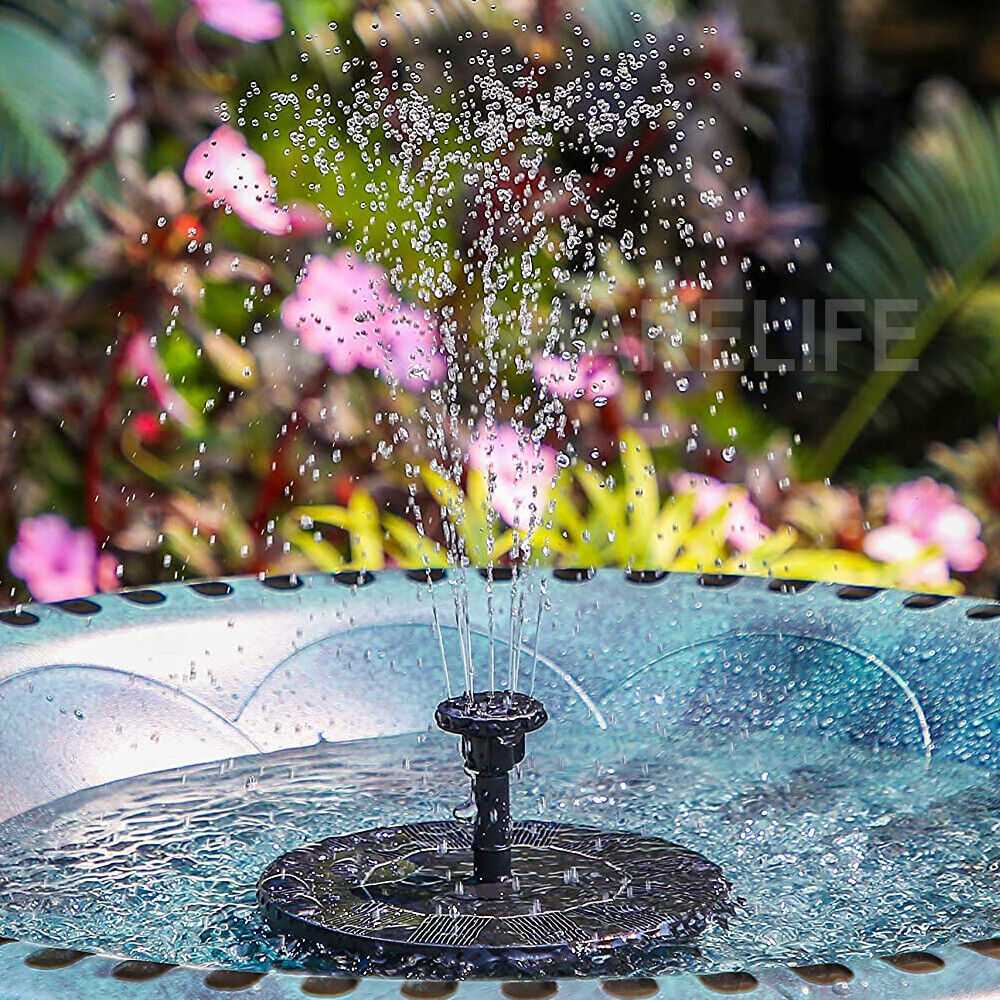 Bird Bath Fountain Solar Powered Water Pump Floating Outdoor Pond Garden Pool