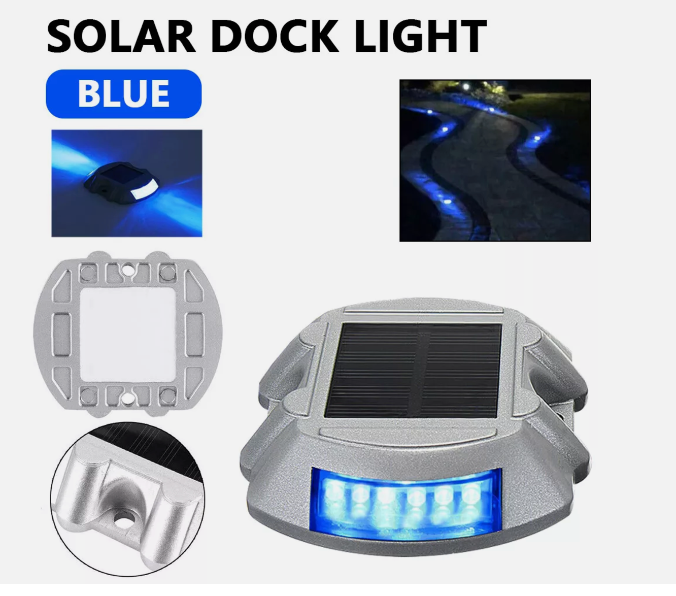 Solar Driveway Lights Deck Pathway Lights Solar Dock LED Light Safety Light