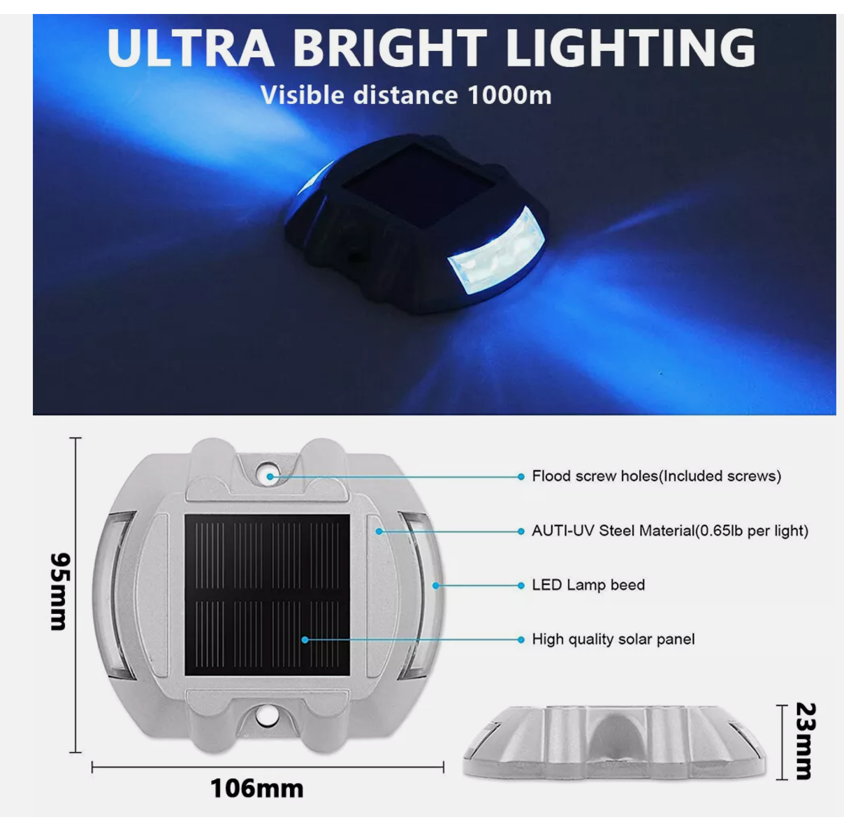 Solar Driveway Lights Deck Pathway Lights Solar Dock LED Light Safety Light