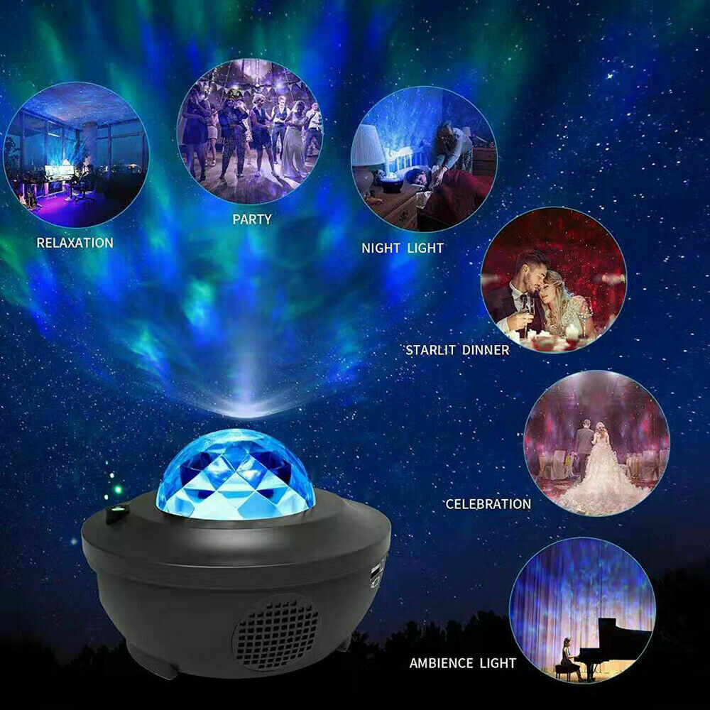 Bluetooth LED Galaxy Starry Night Light Projector Ocean Star Sky Party Lamp Gift