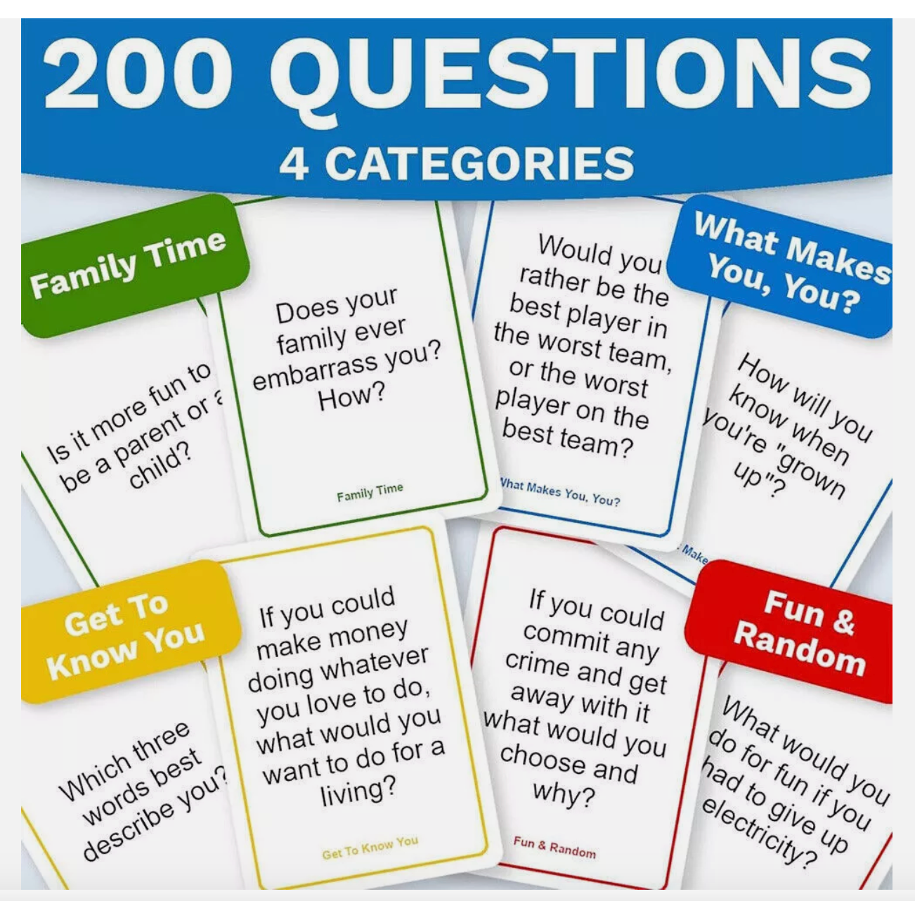 200 Family Conversation Starters Great Relationships Fun Questions Card Games