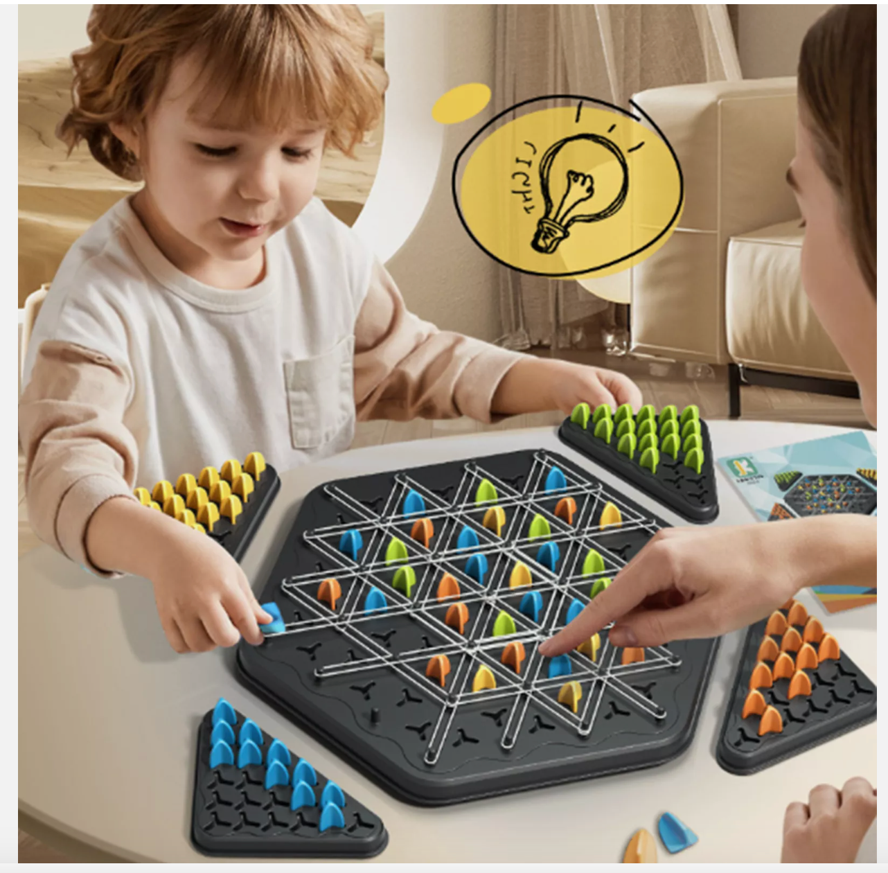 Triggle Game Funny Chain Triangle Game Peg Board Brain-Strategy Board Game Gift