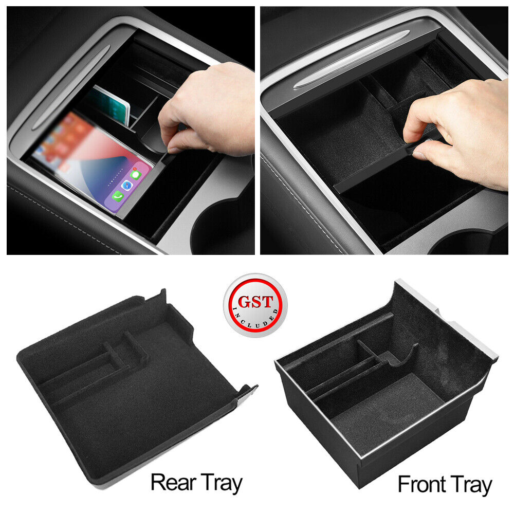 Center Console Organiser Tray Fabric Finish for Tesla Model 3/Y 21-22