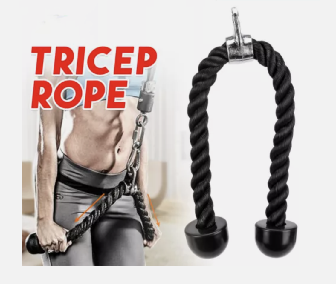 Tricep Rope Gym Press Down Push Pull Cord Multi Lat Bar Pulley Cable Attachment