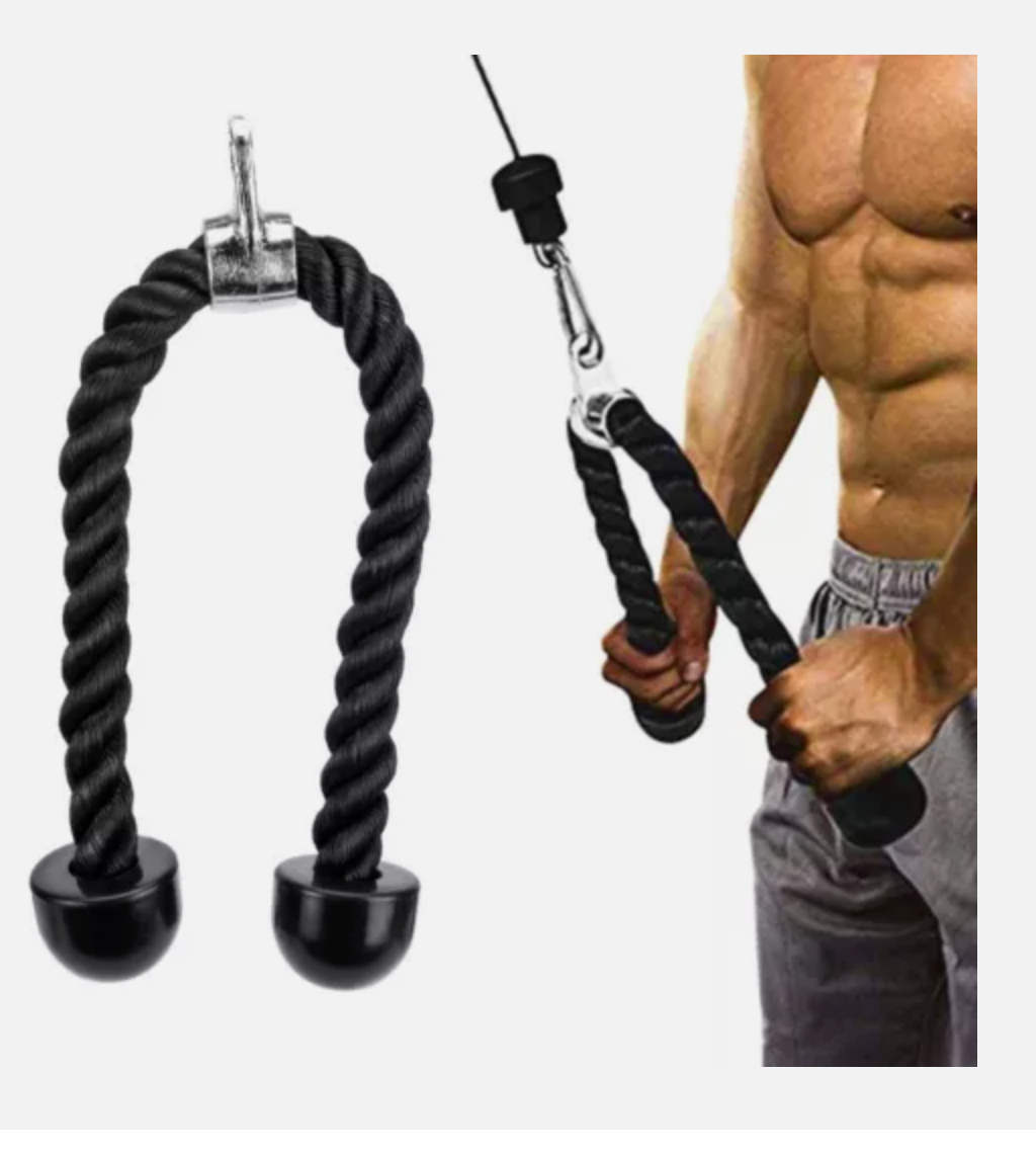 Tricep Rope Gym Press Down Push Pull Cord Multi Lat Bar Pulley Cable Attachment