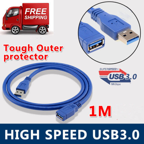 1M USB 3.0 Type A Male to Female Extension Cable for Data & Charger Charging