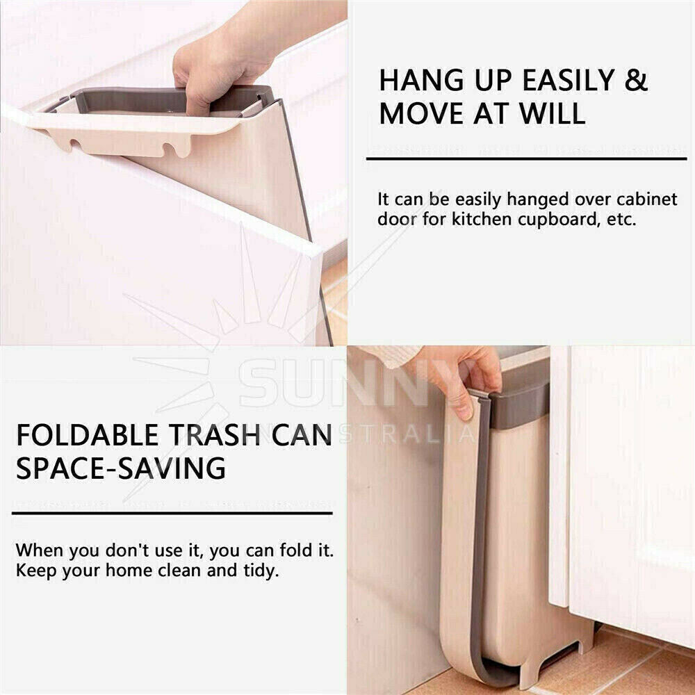 12L Kitchen Wall Mounted Foldable Waste Bin Cabinet Door Cupboard Hanging Trash