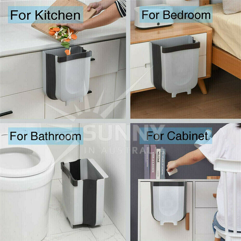 12L Kitchen Wall Mounted Foldable Waste Bin Cabinet Door Cupboard Hanging Trash