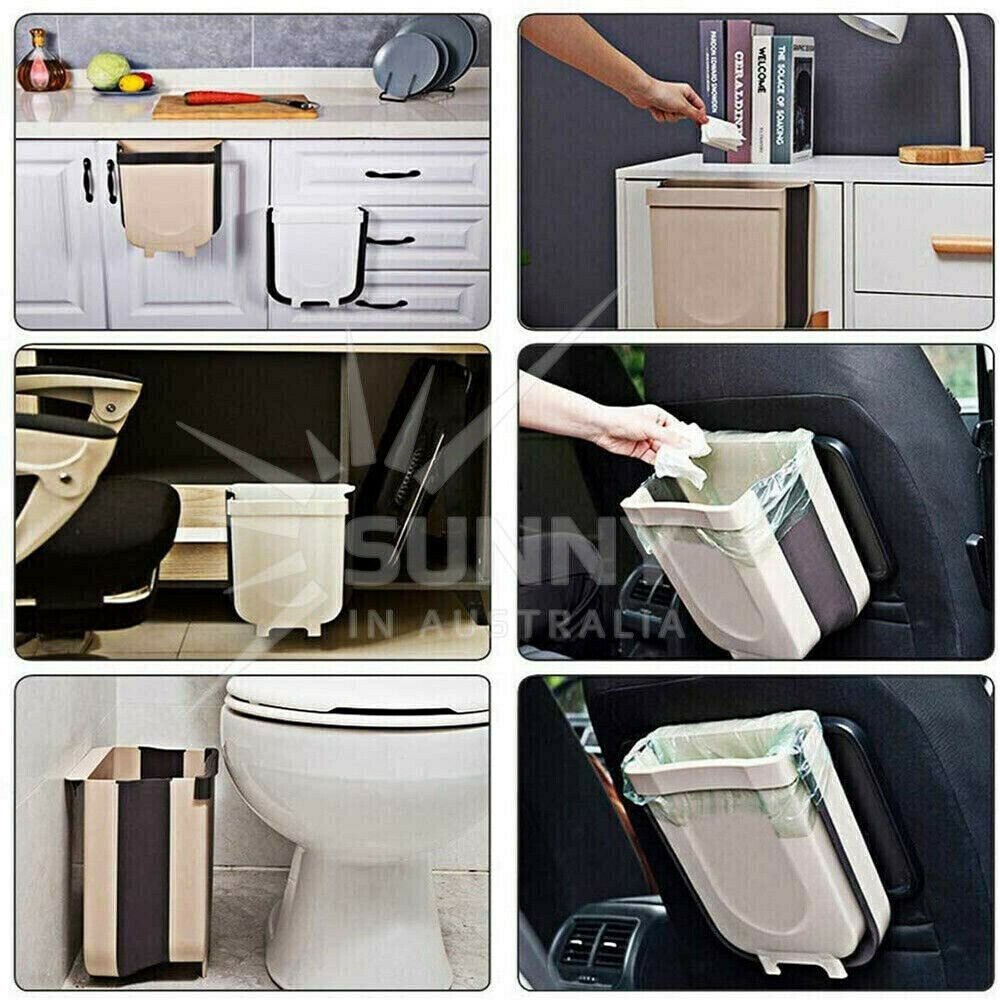 12L Kitchen Wall Mounted Foldable Waste Bin Cabinet Door Cupboard Hanging Trash