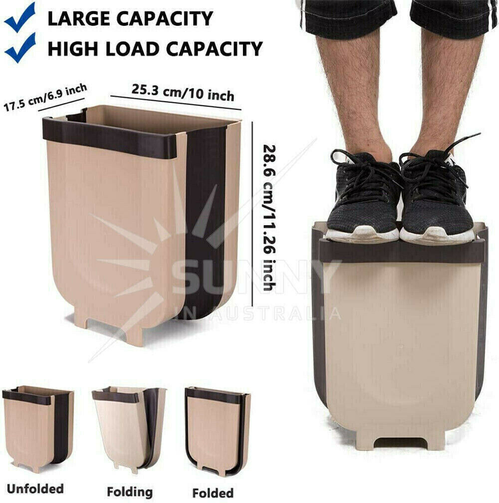 12L Kitchen Wall Mounted Foldable Waste Bin Cabinet Door Cupboard Hanging Trash