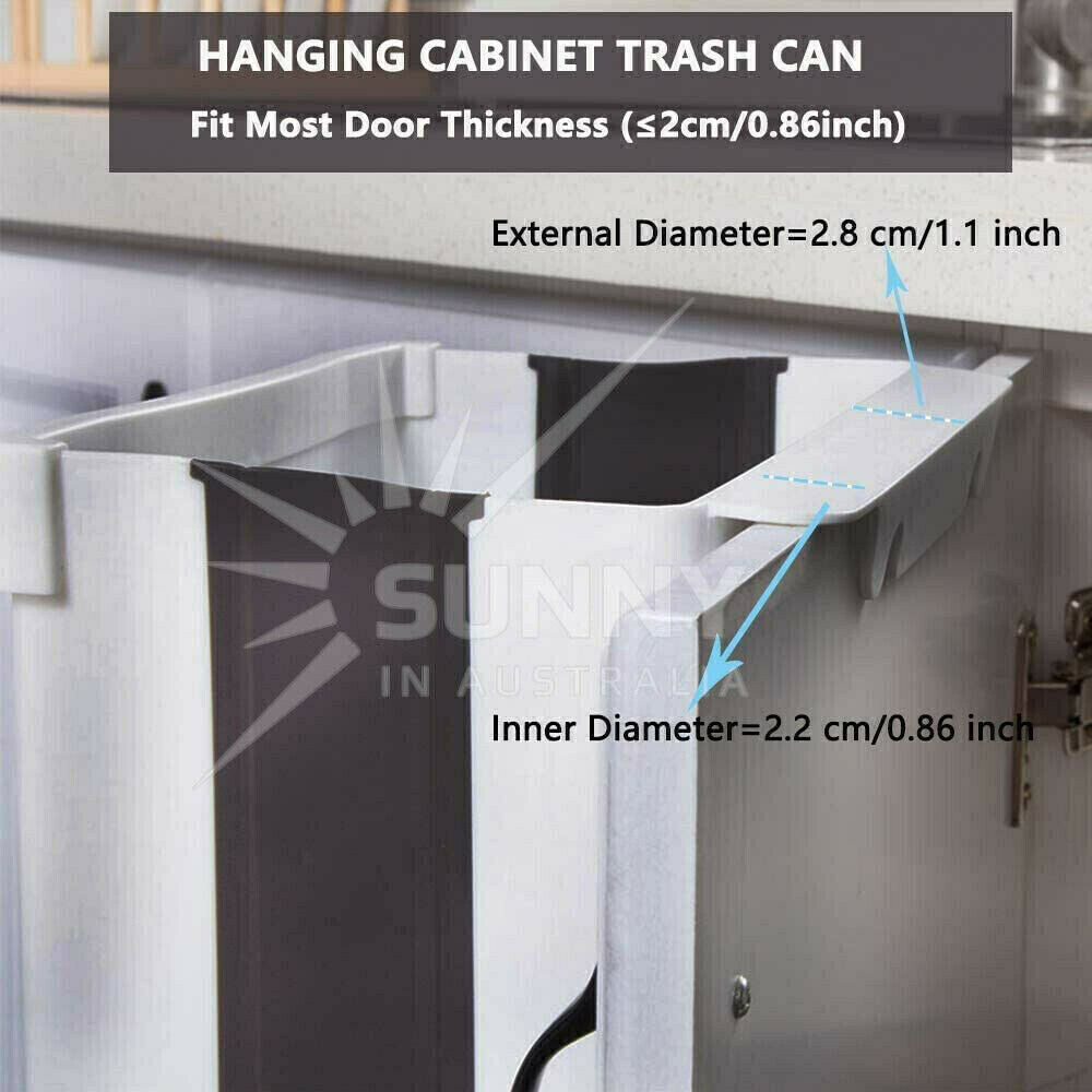 12L Kitchen Wall Mounted Foldable Waste Bin Cabinet Door Cupboard Hanging Trash