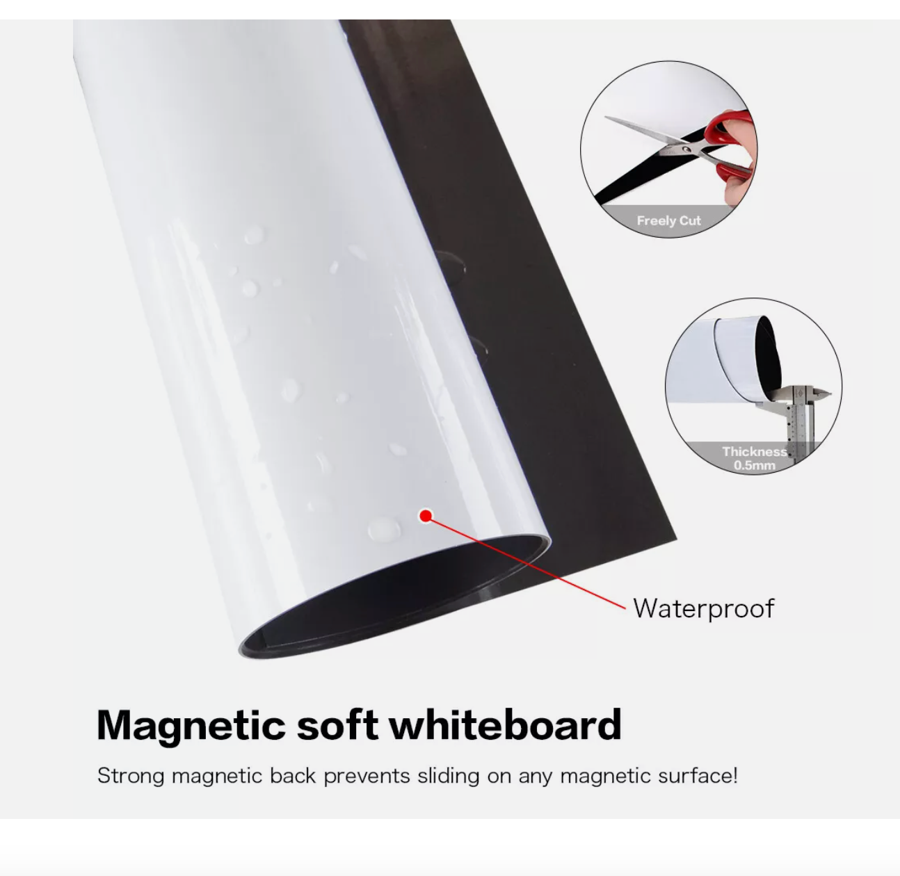 A3 Soft Magnetic Whiteboard for Fridge 400X300MM with 3 markers & an Eraser