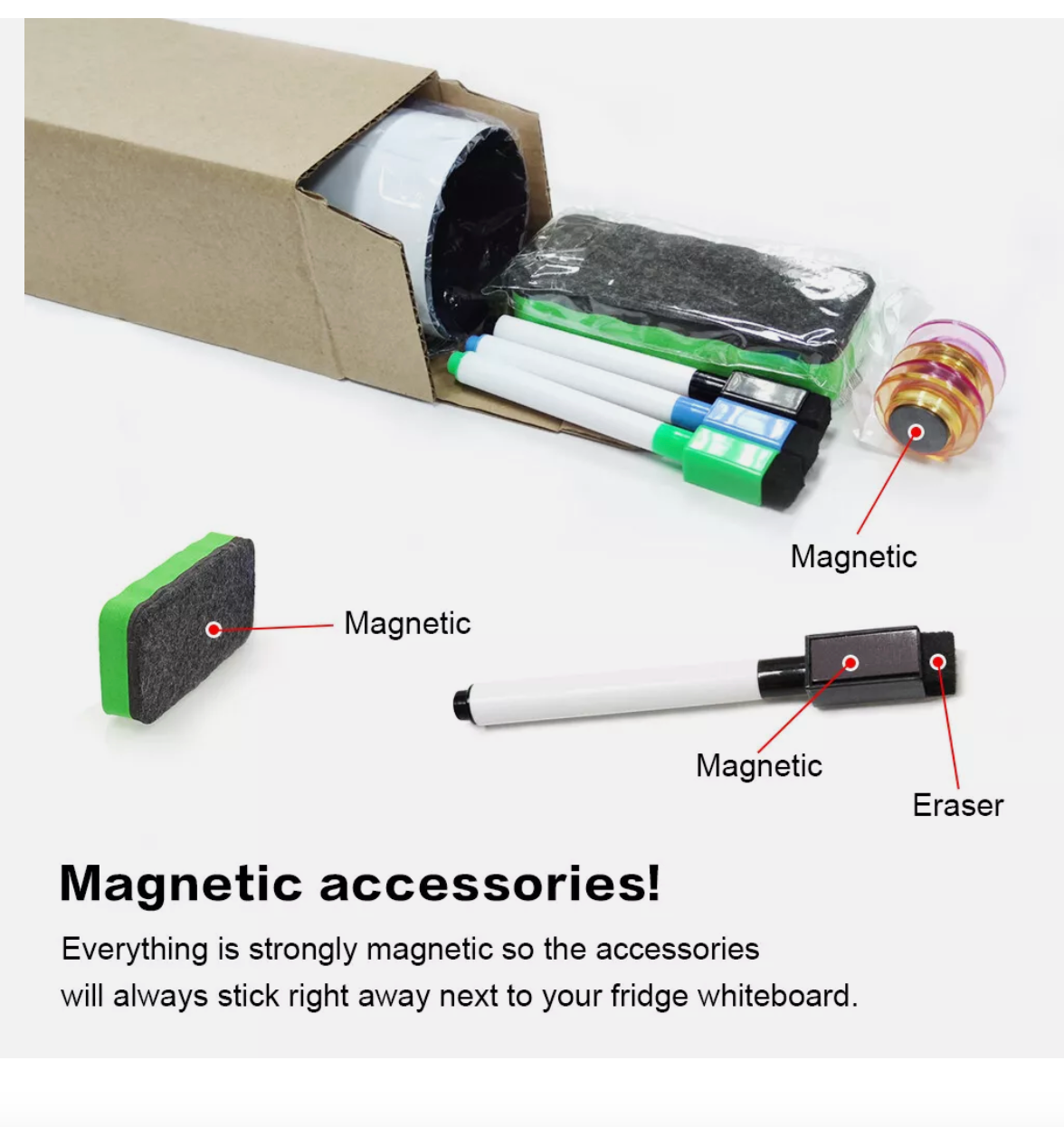 A3 Soft Magnetic Whiteboard for Fridge 400X300MM with 3 markers & an Eraser