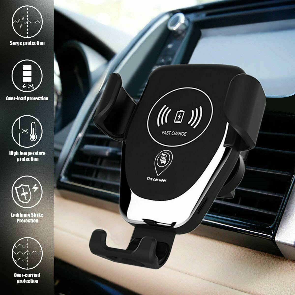 Qi Wireless Fast Charger Car Holder Gravity Mount