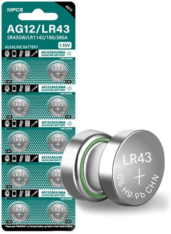 10x LR43 Batteries 1.5V AG12 Button Cell Battery