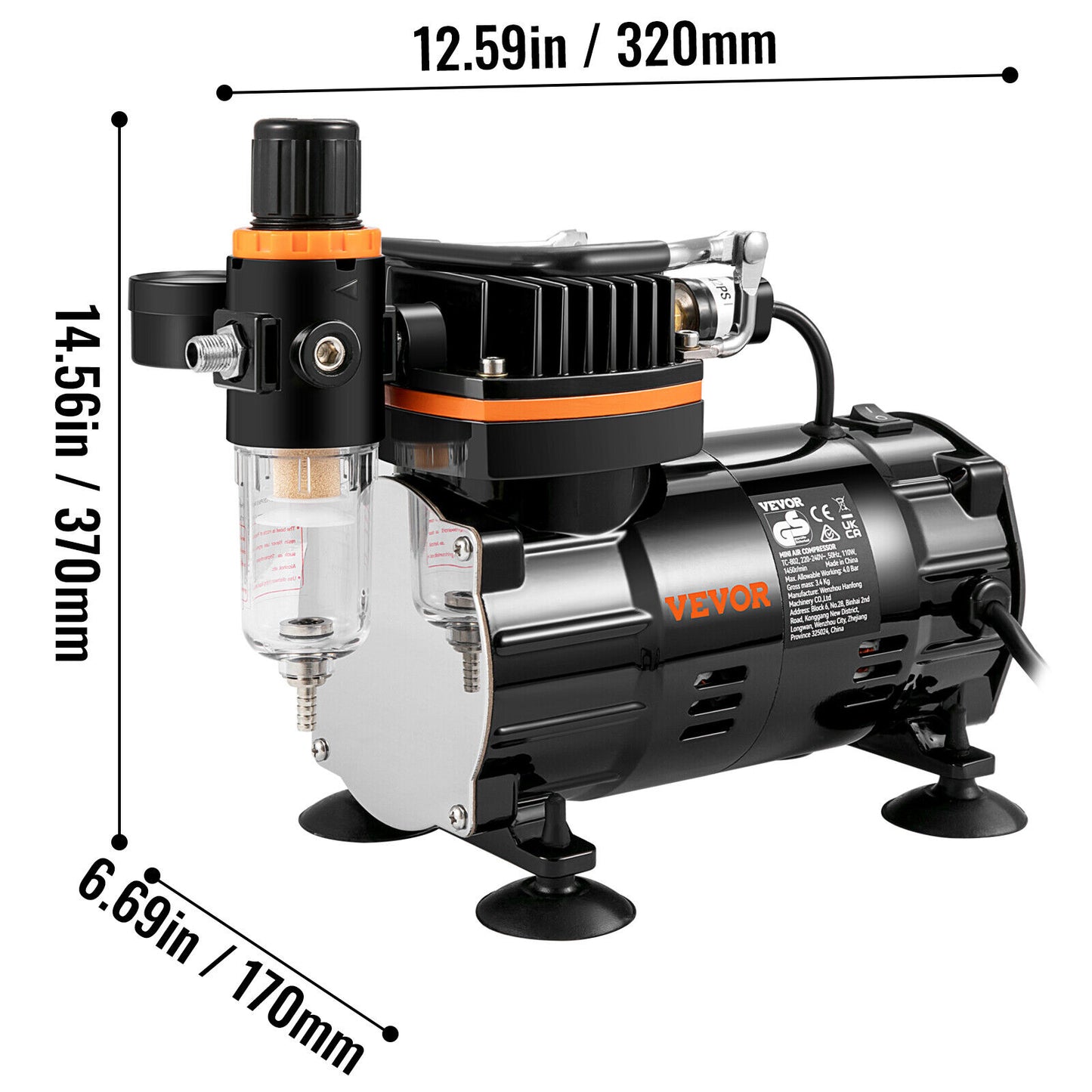 Airbrush Kit Dual Action Air Brush Compressor 0.2/0.3/0.8mm Spray Gun