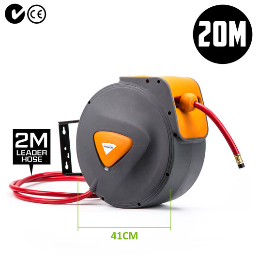 20M Retractable Air Hose Reel Commercial Auto Rewind Wall Mount Storage