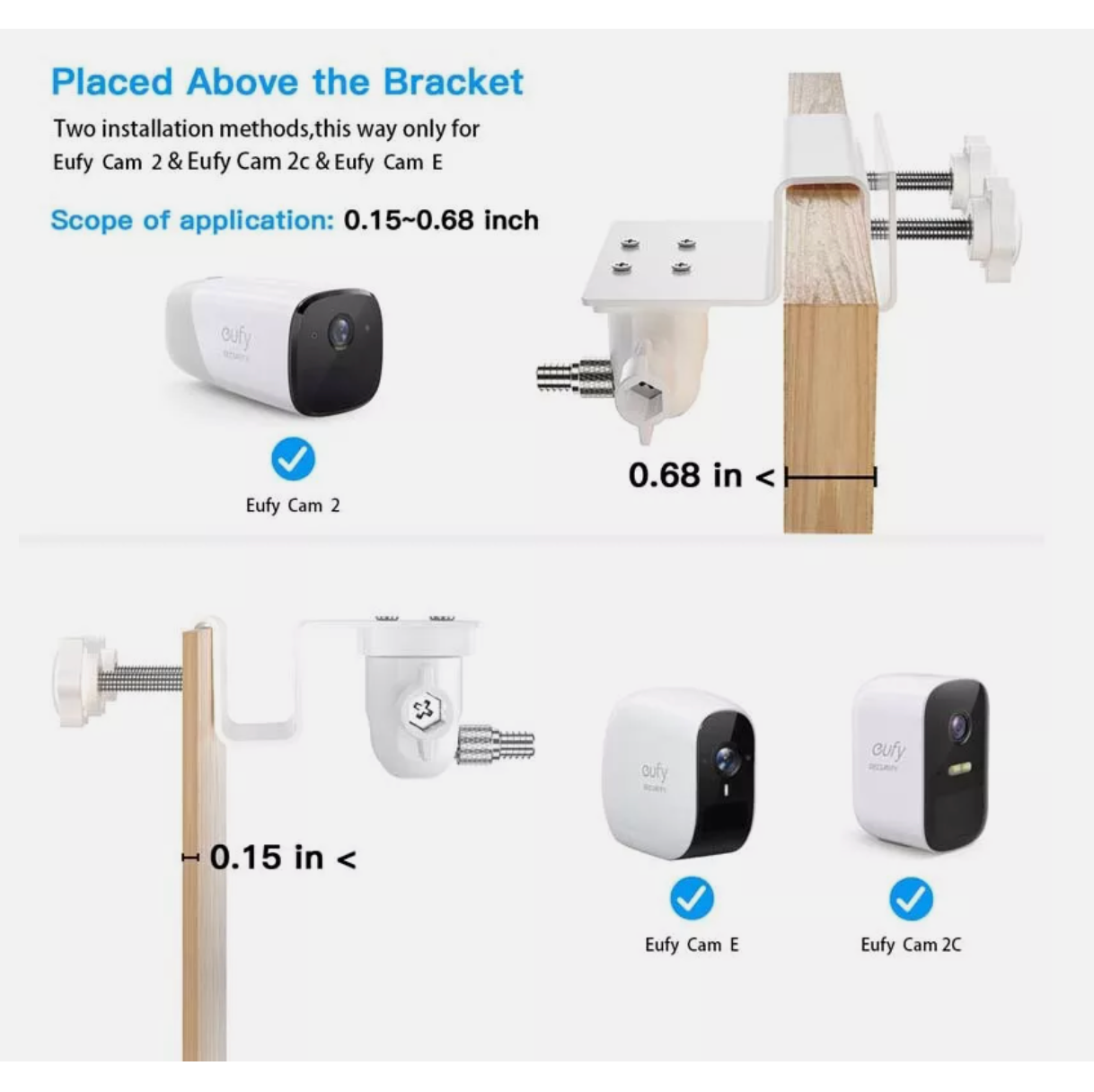 Weatherproof Gutter Mount for Arlo EufyCam3 /EufyCam 2C/2C Pro/Eufy E Camera