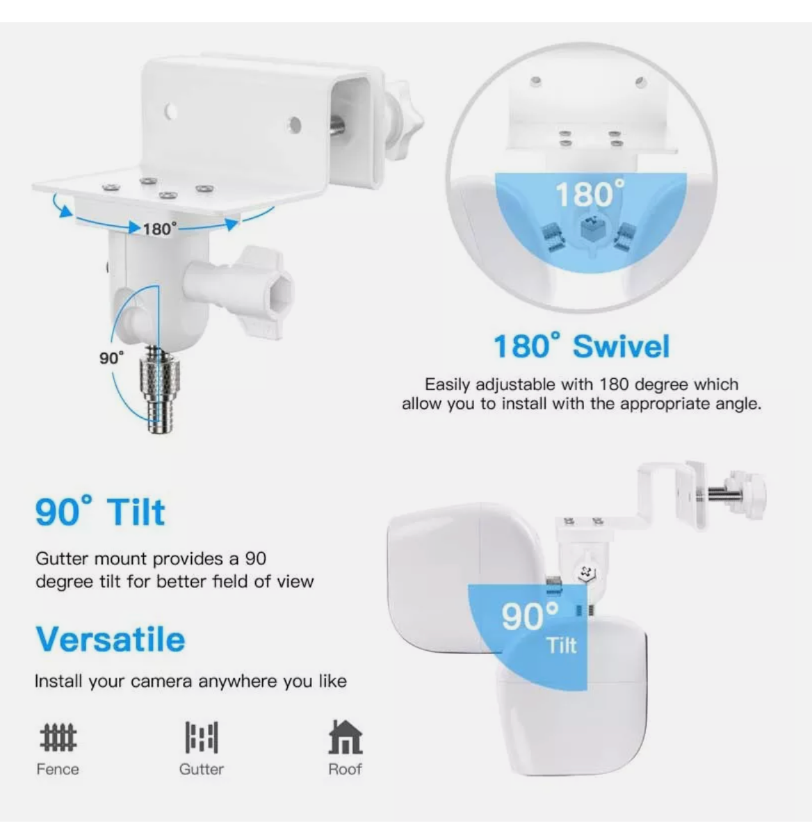 Weatherproof Gutter Mount for Arlo EufyCam3 /EufyCam 2C/2C Pro/Eufy E Camera