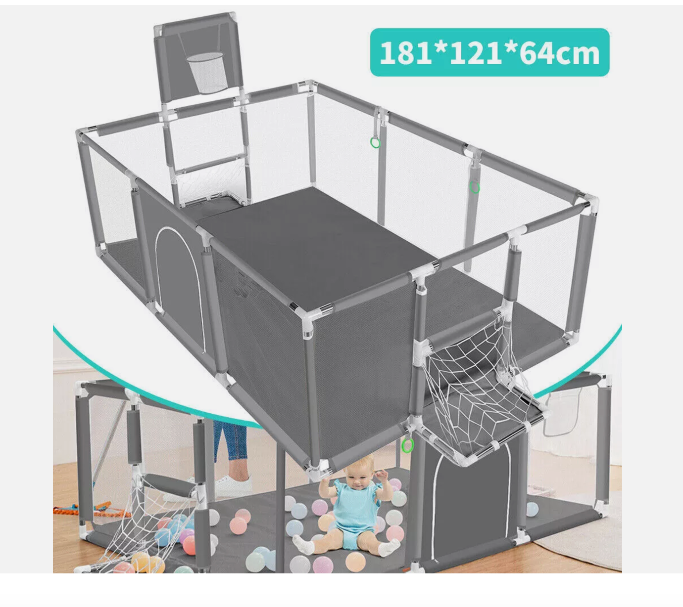 1.8M Baby Playpen Safety Gate Kids Toddler Fence Play Activity Center Large