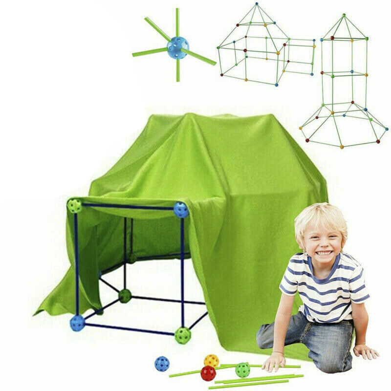 175pcs Kids Construction Fort Building Kit Castles 3D Play House Tent Toy Gift