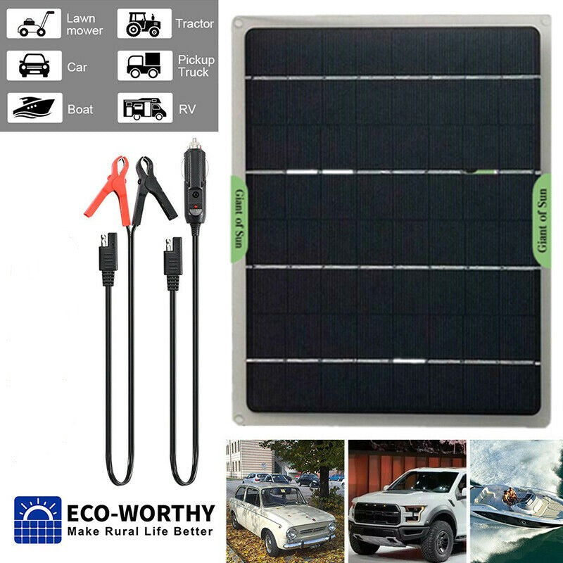 Watt Solar Panel Kit 12V 10W Trick Charger Battery Charger for RV Boat Car