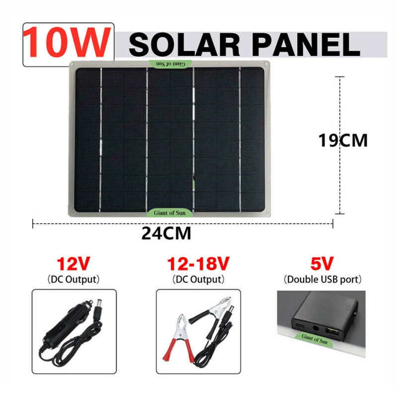 Watt Solar Panel Kit 12V 10W Trick Charger Battery Charger for RV Boat Car