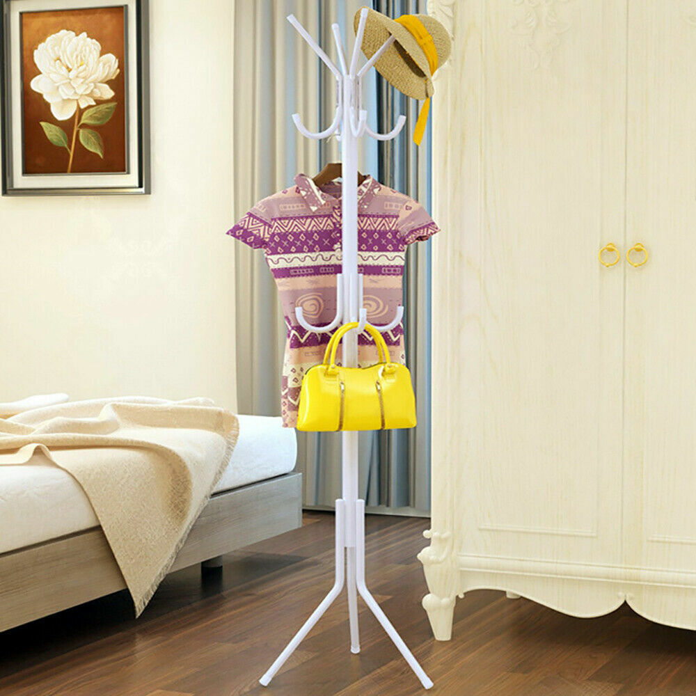 12 Hook 3-Tier Hat Coat Clothes Rack Umbrella Stand Tree Style Steel Hanger New