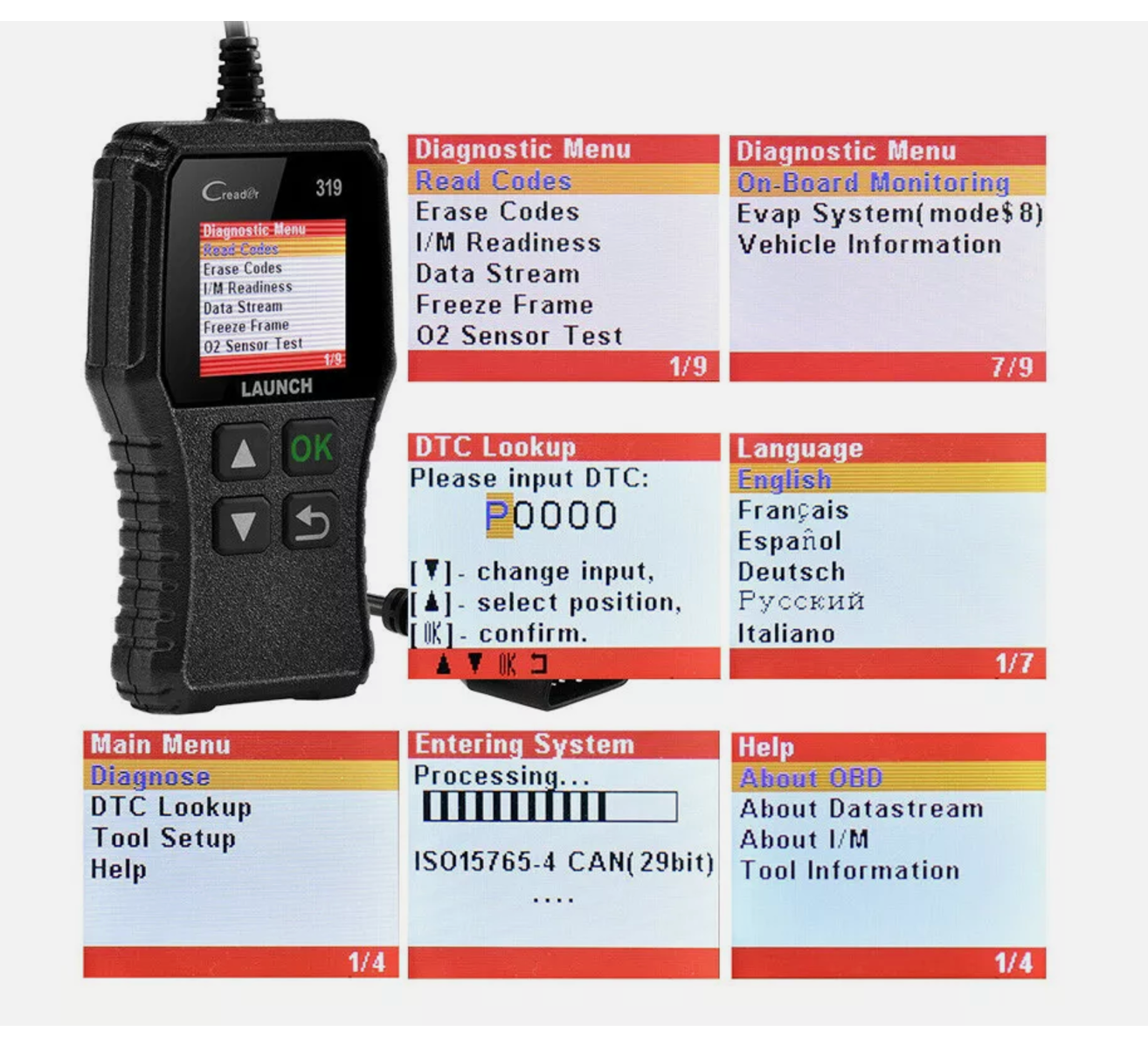 LAUNCH OBD2 EOBD Car Fault Code Reader Scanner Diagnostic Auto Engine Scan Tool