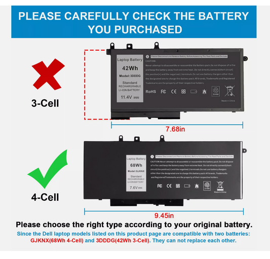 68Wh Battery For Dell Latitude 5480 5580 5490 5590 5488 E5280 E5288 E5480 GJKNX