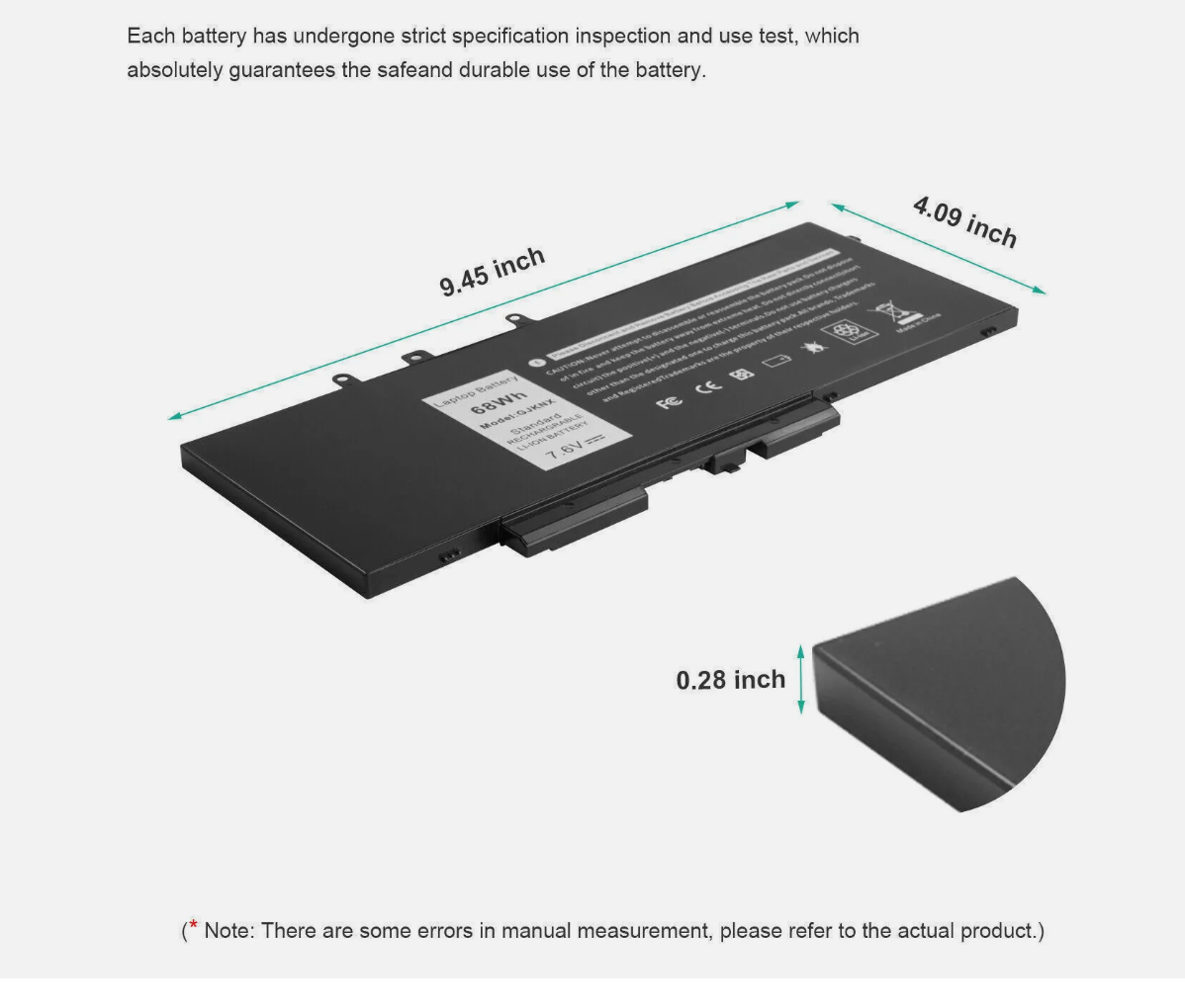 68Wh Battery For Dell Latitude 5480 5580 5490 5590 5488 E5280 E5288 E5480 GJKNX