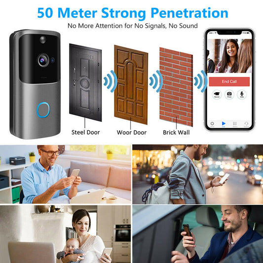 Smart Wireless Door Bell WiFi Phone Video PIR Motion Detection Camera+Chime