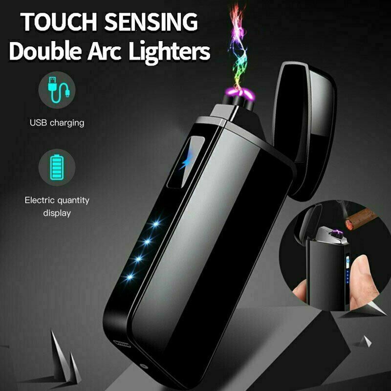 Dual Arc Plasma Lighter Electric Flameless Windproof USB Rechargeable Lighters