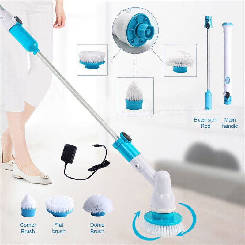 Electric Spin Scrubber Turbo Scrub Cleaning Brush Cordless Chargeable 3 Heads