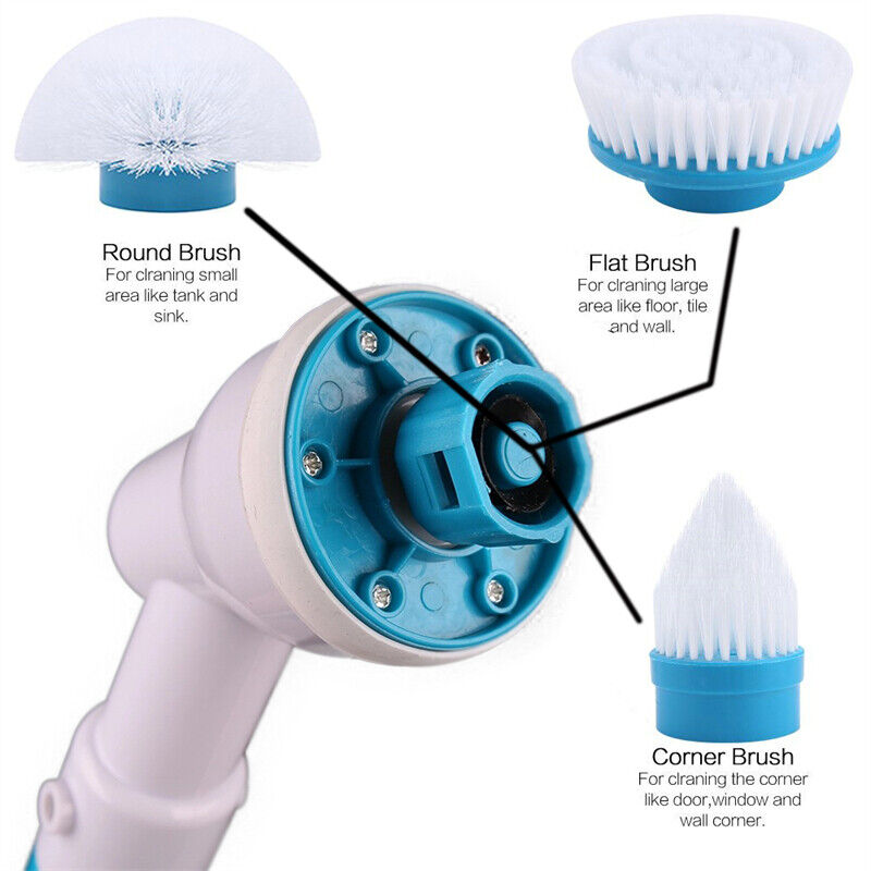 Electric Spin Scrubber Turbo Scrub Cleaning Brush Cordless Chargeable 3 Heads